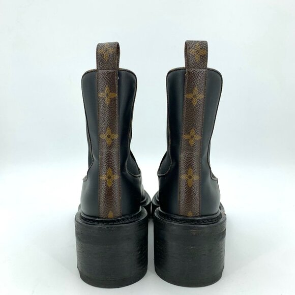 Louis Vuitton Black Leather Mid-Calf Boots 36.5 Thick Sole Slight Wear - Picture 2 of 9